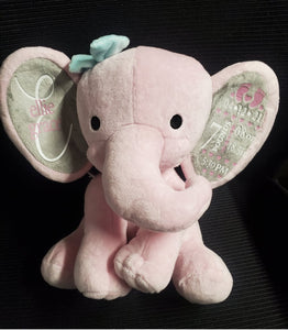 Customized Birth Announcement Stuffed Elephants